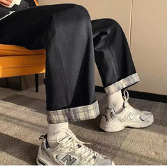 High-Waist Denim Cargo Pants with Nine Points