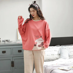 Cute Winter Cartoon Print Women's Pajama Set