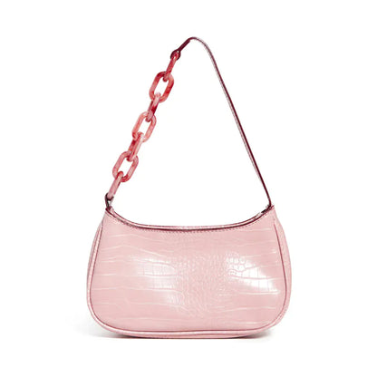 Trendy Small Crocodile Print Acrylic Chain Bag
