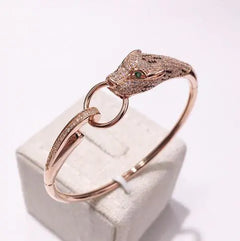 Rose Gold Leopard Diamond Ring Bracelet