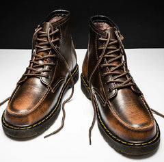 Men's High-Top Cowhide Martin Trendy Tooling Boots